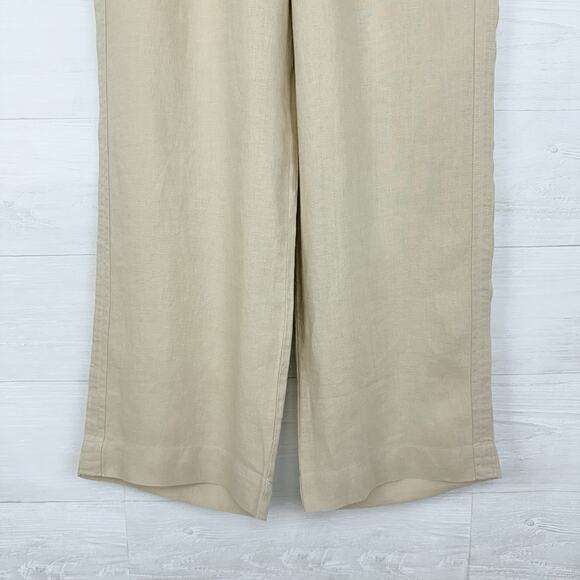 NWT Quince 100% European Linen‎ Wide Leg Pants Size Large Driftwood Cream Beach - Picture 6 of 16